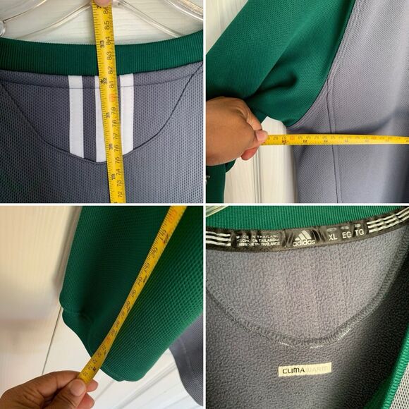 Men Adidas clima Warm Fleece XL Green & Gray Pullover Sweater Polyester - Picture 11 of 16